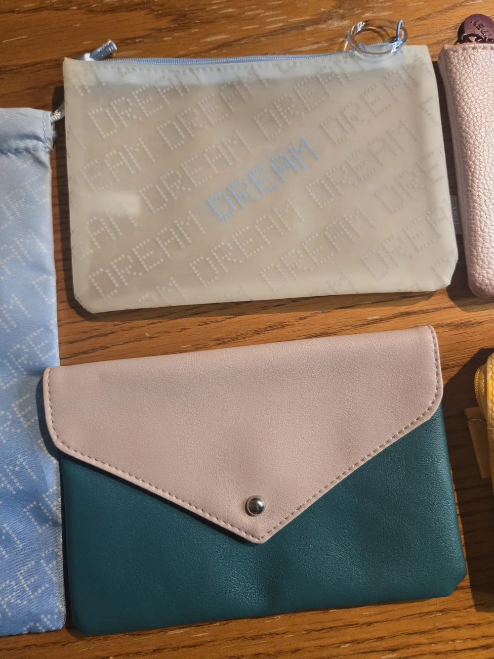 ipsy Assorted Pouch Makeup Bags Set in Light Blue, Beige, Pink, Teal, Yellow